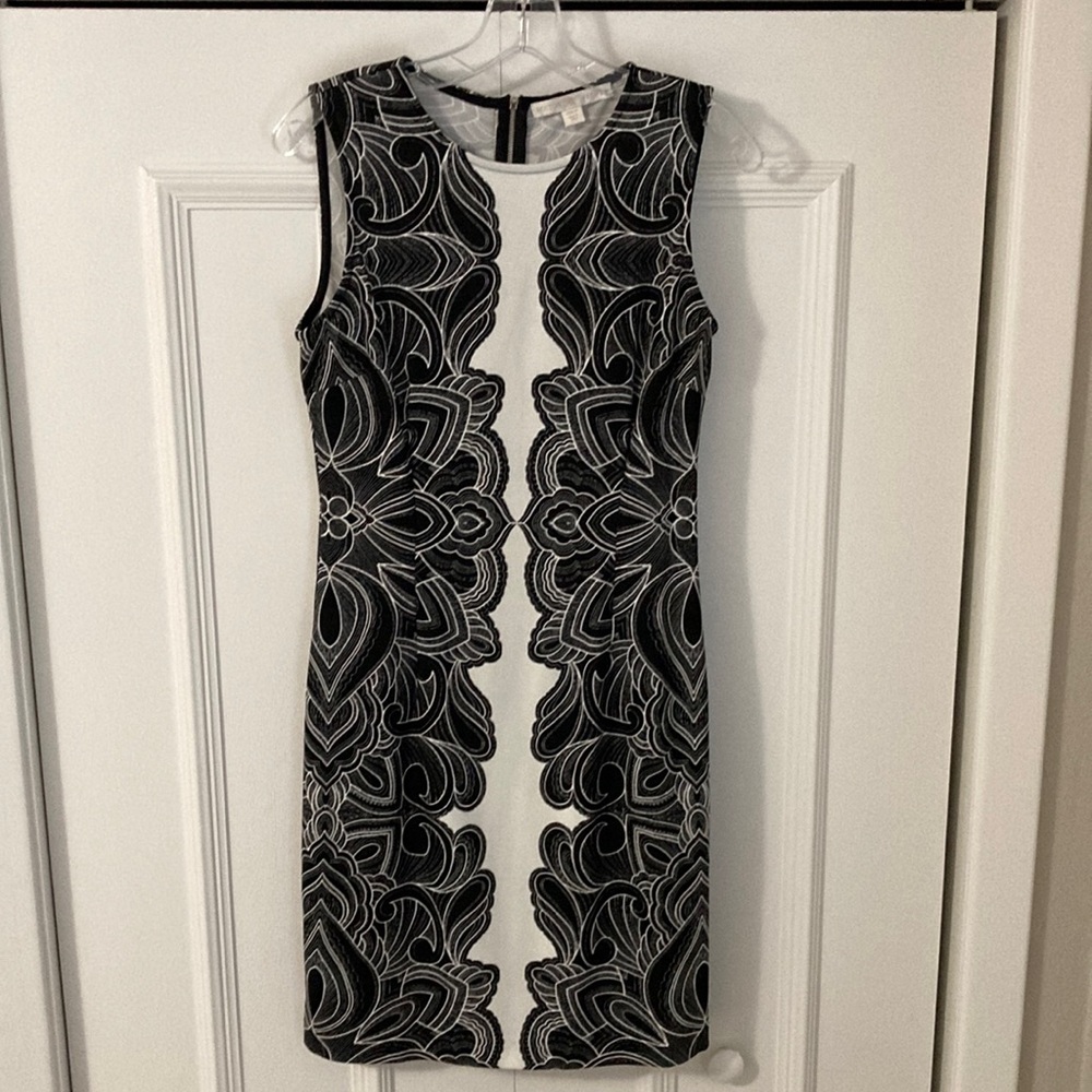 Boston Proper Elegant Black and White Sleeveless Dress SZ: 8